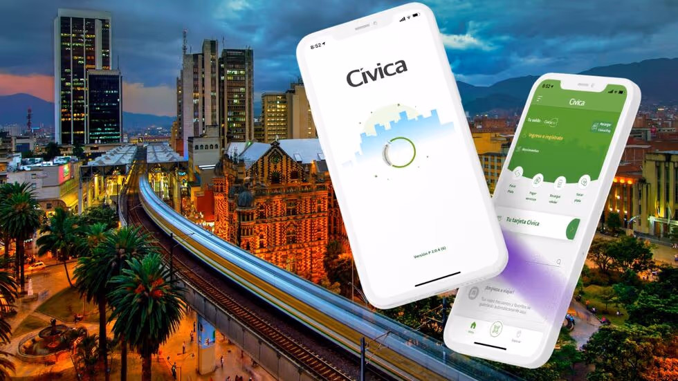 Aplicación Cívica del Metro de Medellín para pagar viajes mediante código QR y usar el sistema de transporte público