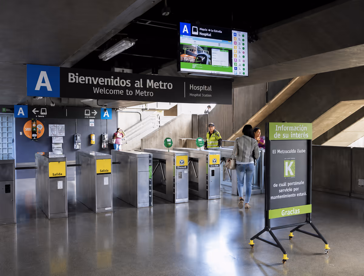 Estación Hospital del Metro de Medellín ubicada cerca de Nook Cool Living